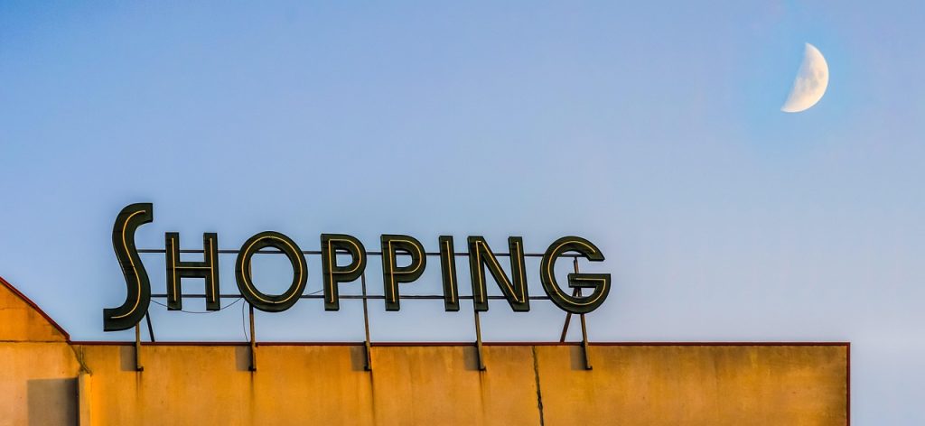 shopping, blue sky, supermarket, moon, sky, contrast, shop, nature, retail, store, grocery, business, buy, purchase, e-commerce, blue, contrasting, orange, sign, commercial, finance, outside, exterior, blue shopping, blue finance, blue shop, blue grocery, night sky, blue groceries